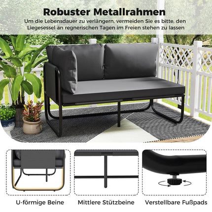 Outdoor 2-Seater Garden Sofa with Cushions, Grey