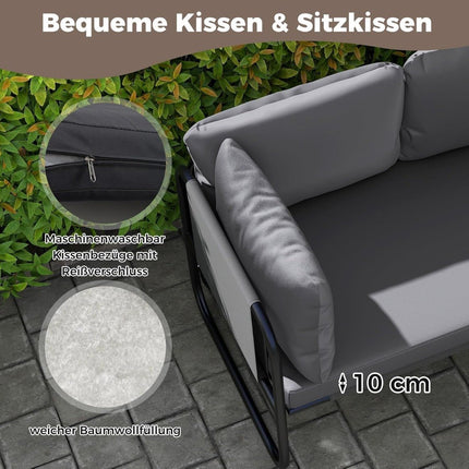 Outdoor 2-Seater Garden Sofa with Cushions, Grey