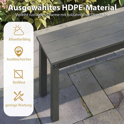 Outdoor 3-Seater Bench, Weatherproof HDPE, 140 cm