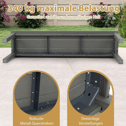 Outdoor 3-Seater Bench, Weatherproof HDPE, 140 cm