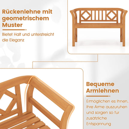 Outdoor Acacia Wood Bench, 2-Seater, 360 kg Capacity