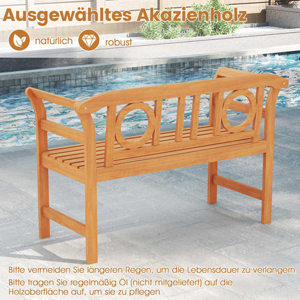 Outdoor Acacia Wood Bench, 2-Seater, 360 kg Capacity