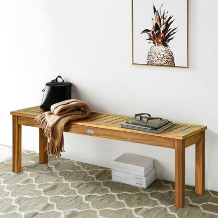 Outdoor Acacia Wood Bench, 52-Inch, 3-Seat