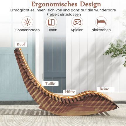 Outdoor Acacia Wood Rocking Sun Lounger, Ergonomic, 157cm