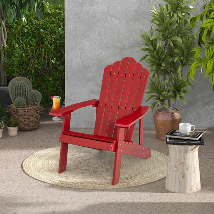 Outdoor Adirondack Chair, HIPS, Cup Holder, Red