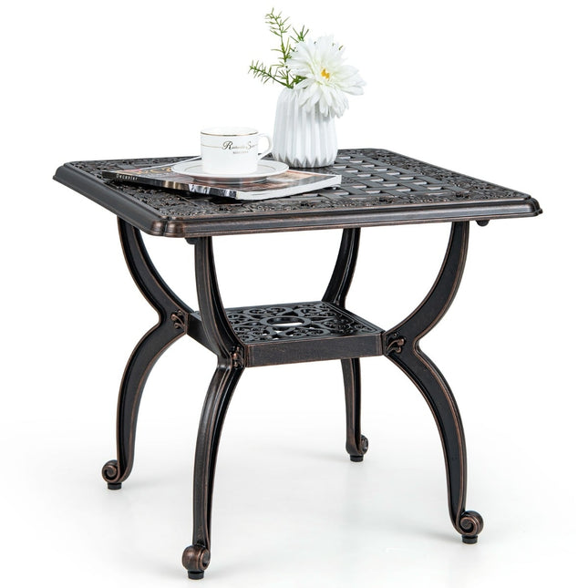 Outdoor Aluminum Side Table, Copper, 53x53x48 cm, 2-Tier
