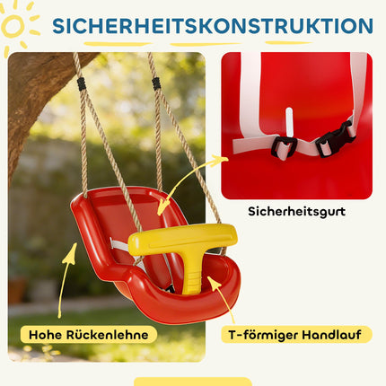 Outdoor Baby Swing with High Backrest, Adjustable Ropes