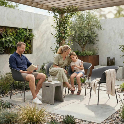 Outdoor Balcony Chairs Set of 4, Ergonomic, Dark Grey