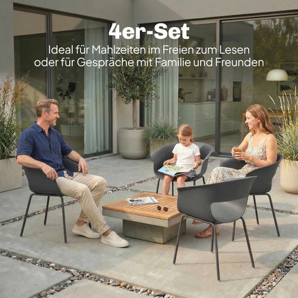 Outdoor Balcony Chairs Set of 4, Ergonomic, Dark Grey