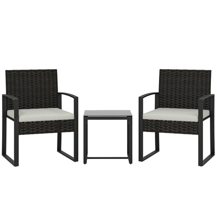 Outdoor Balcony Furniture Set, Rattan, Cushioned, 3-Piece