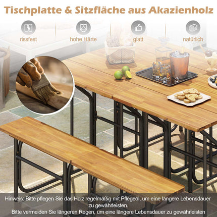 Outdoor Balcony Table Set with Acacia Wood & Metal