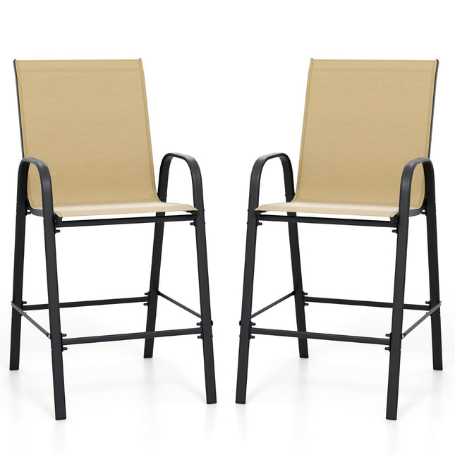 Outdoor Bar Stools Set, High Back & Armrests, 150kg Capacity