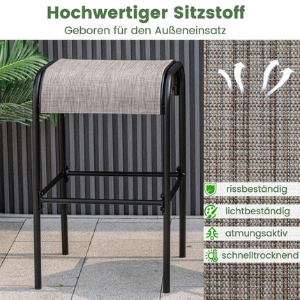 Outdoor Bar Stools, Set of 2, 76cm, Metal Frame, 180kg Capacity