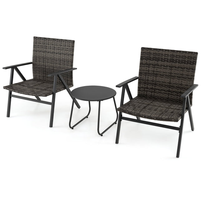 Outdoor Bistro Set – 3-Piece Rattan Chairs & Table