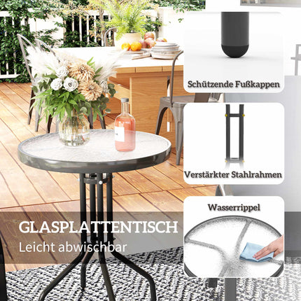 Outdoor Bistro Set – 3-Piece, Stackable Chairs, Glass Table