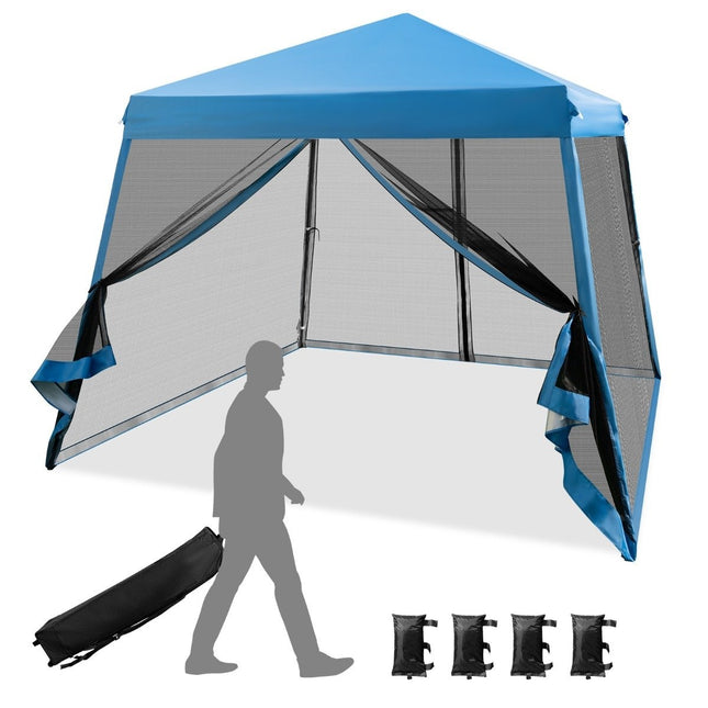 Outdoor Canopy Tent, 3x3m, Blue, Mesh Sides, UV Protection
