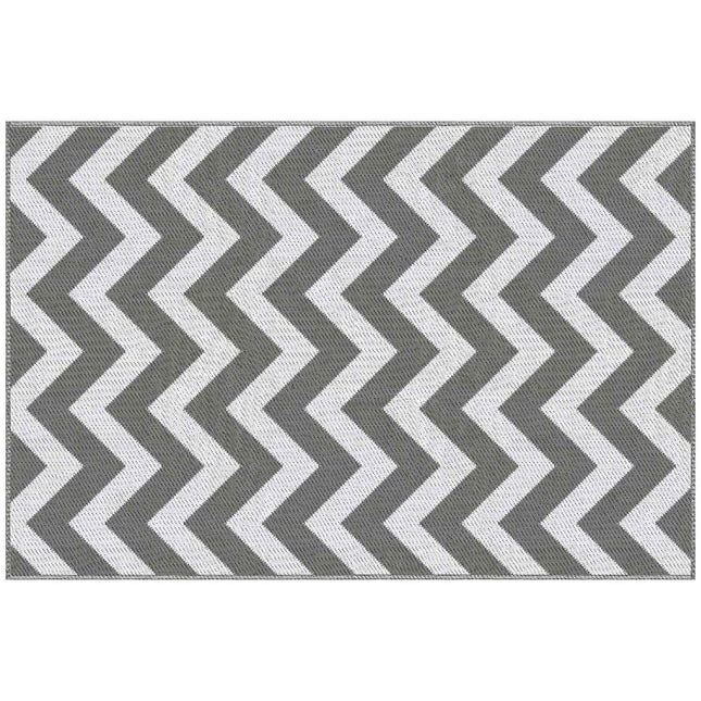 Waterproof outdoor plastic mat, 121x182 cm, Light Grey/White