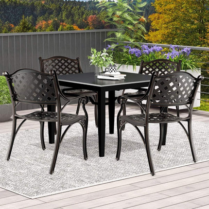 Outdoor Cast Aluminum Chairs, Set of 2, Bronze Finish