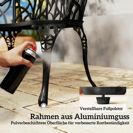 Outdoor Cast Aluminum Garden Bench, Black, 2-Seater