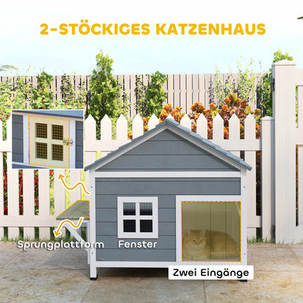 Outdoor Cat House, Elevated Design, Waterproof Roof
