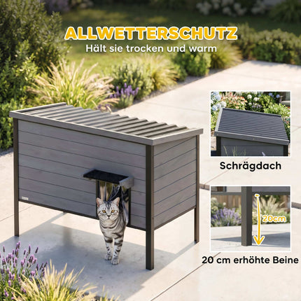 Outdoor Cat House, Weatherproof, Easy Clean, 85x55x70 cm