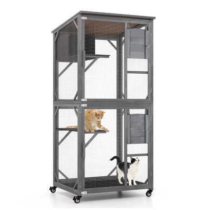 Outdoor Cat House with Weatherproof Asphalt Roof, 182 cm