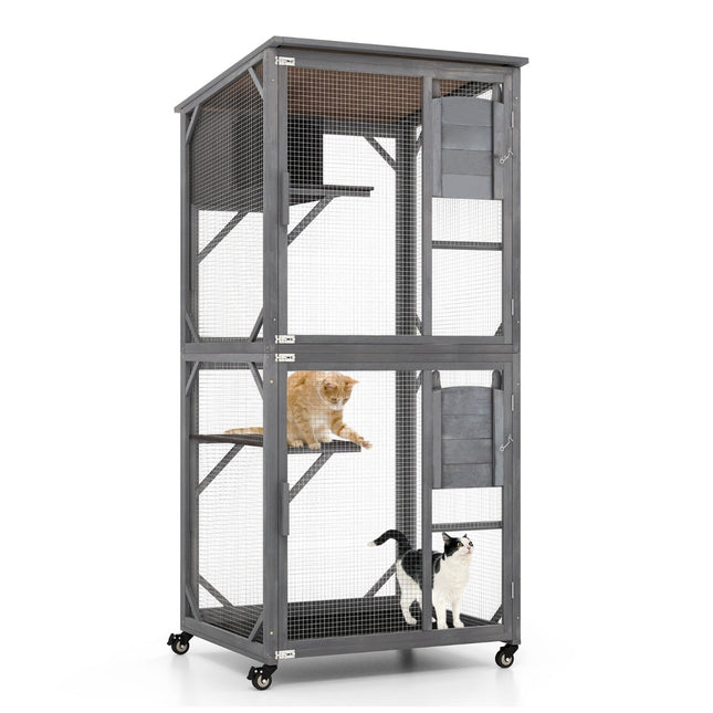 Outdoor Cat House with Weatherproof Asphalt Roof, 182 cm