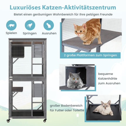 Outdoor Cat House with Weatherproof Asphalt Roof, 182 cm