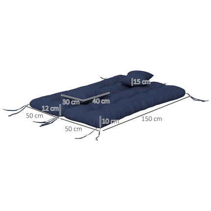 Outdoor Chair Cushion Set, 150x50 cm, Water-Resistant, Navy