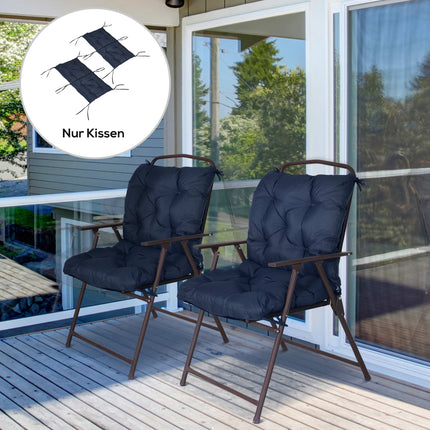 Outdoor Chair Cushions Set, 98x50 cm, Dark Blue, 8 cm Thick
