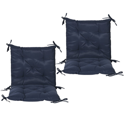 Outdoor Chair Cushions Set, 98x50 cm, Dark Blue, 8 cm Thick