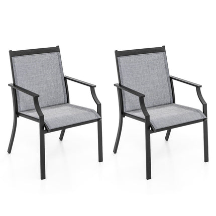 Outdoor Chairs Set, Breathable Fabric, Metal Frame, Grey