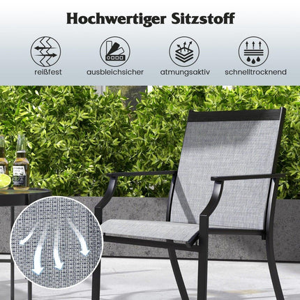 Outdoor Chairs Set, Breathable Fabric, Metal Frame, Grey