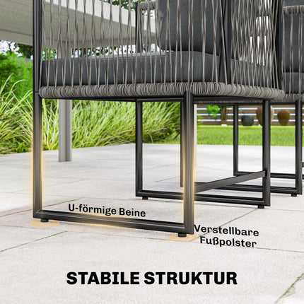 Outdoor Chairs Set, Steel Frame, PE Rattan, Cushioned