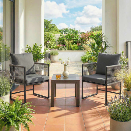 Outdoor Chairs Set, Steel Frame, PE Rattan, Cushioned
