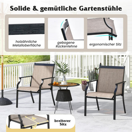 Outdoor Chairs Set of 2, Breathable Fabric, Metal Frame