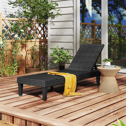 Outdoor Chaise Lounge, 3-Position Recline, Black