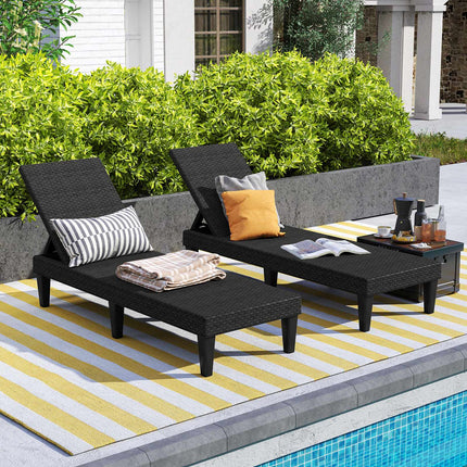 Outdoor Chaise Lounge, 3-Position Recline, Black