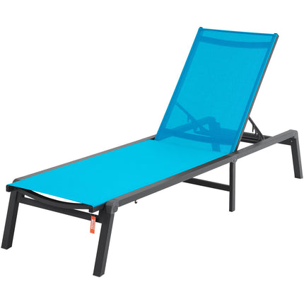 Outdoor Chaise Lounge Chair, Aluminum, Folding, Blue