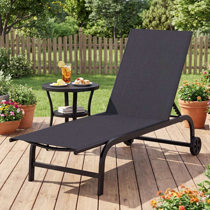 Outdoor Chaise Lounge Chairs, Set of 2, Adjustable Backrest