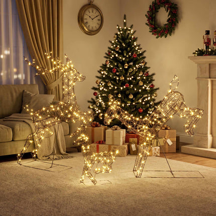 Outdoor Christmas Reindeer Set with 200 LED Lights, Timer