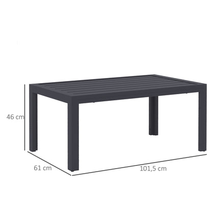 Outdoor Coffee Table, Slatted Top, Galvanized Steel, Grey