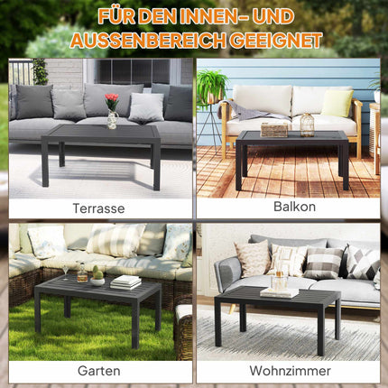 Outdoor Coffee Table, Slatted Top, Galvanized Steel, Grey