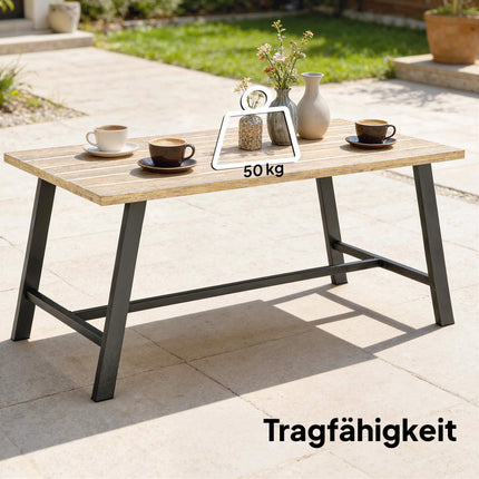 Outdoor Coffee Table, Wood-Look Top, 100x55 cm, Weatherproof