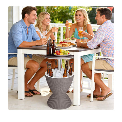 Outdoor Cooler Side Table, 30L Ice Box, Adjustable Top