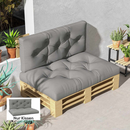 Outdoor Cushion Set, Tufted, 120x80x12 cm, Light Grey