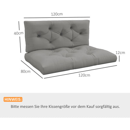 Outdoor Cushion Set, Tufted, 120x80x12 cm, Light Grey