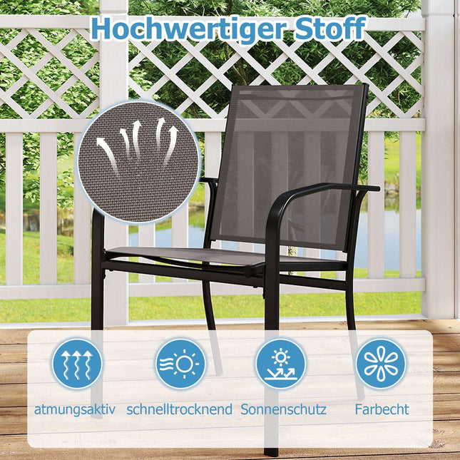 Outdoor Dining Chair Set – Stackable, Breathable Fabric, Gray