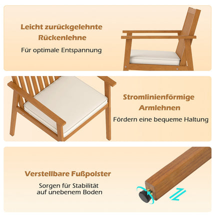 Outdoor Dining Chairs Set, Acacia Wood, Removable Cushions