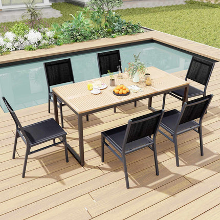 Outdoor Dining Chairs Set of 2, Breathable Fabric, Black